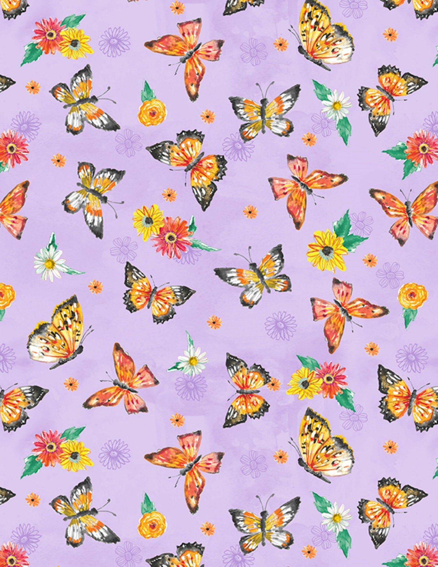 Fanciful Flight Purple Butterfly Quilt Cotton Fabric.