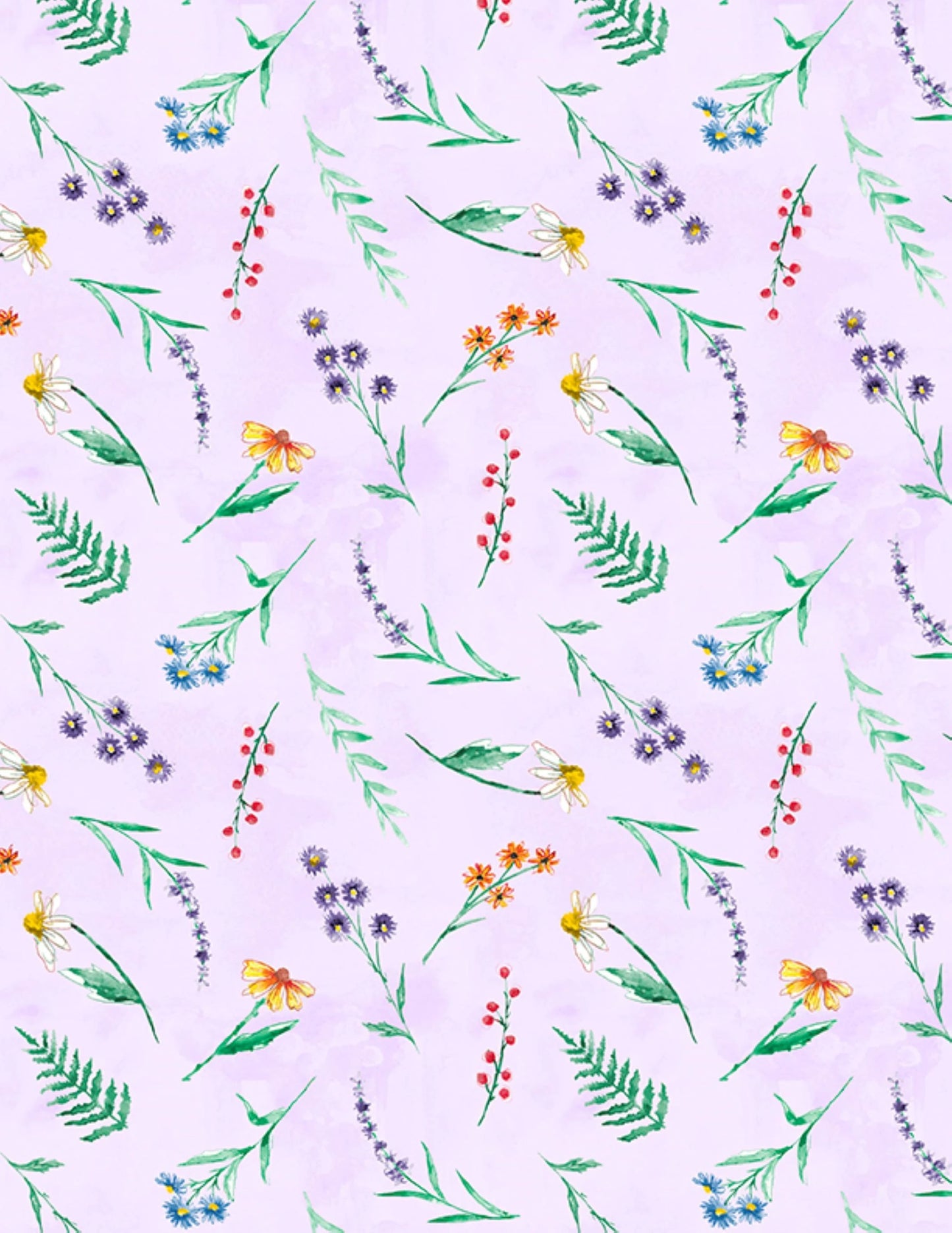 Light Purple Wildflower Fabric - Fanciful Flight by Lori Siebert