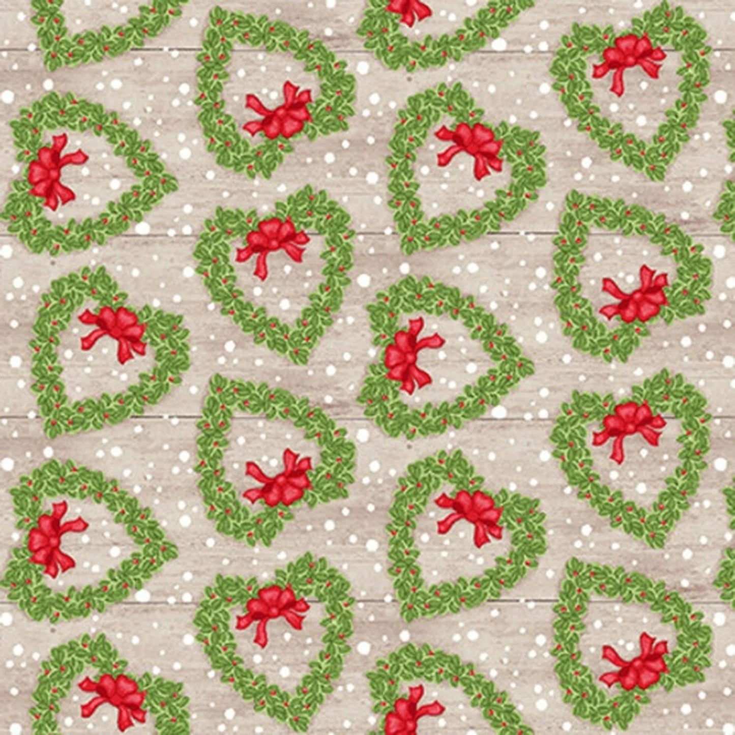 Heart Wreaths Flannel Fabric - Snow Place Like Home by Sharla Fults