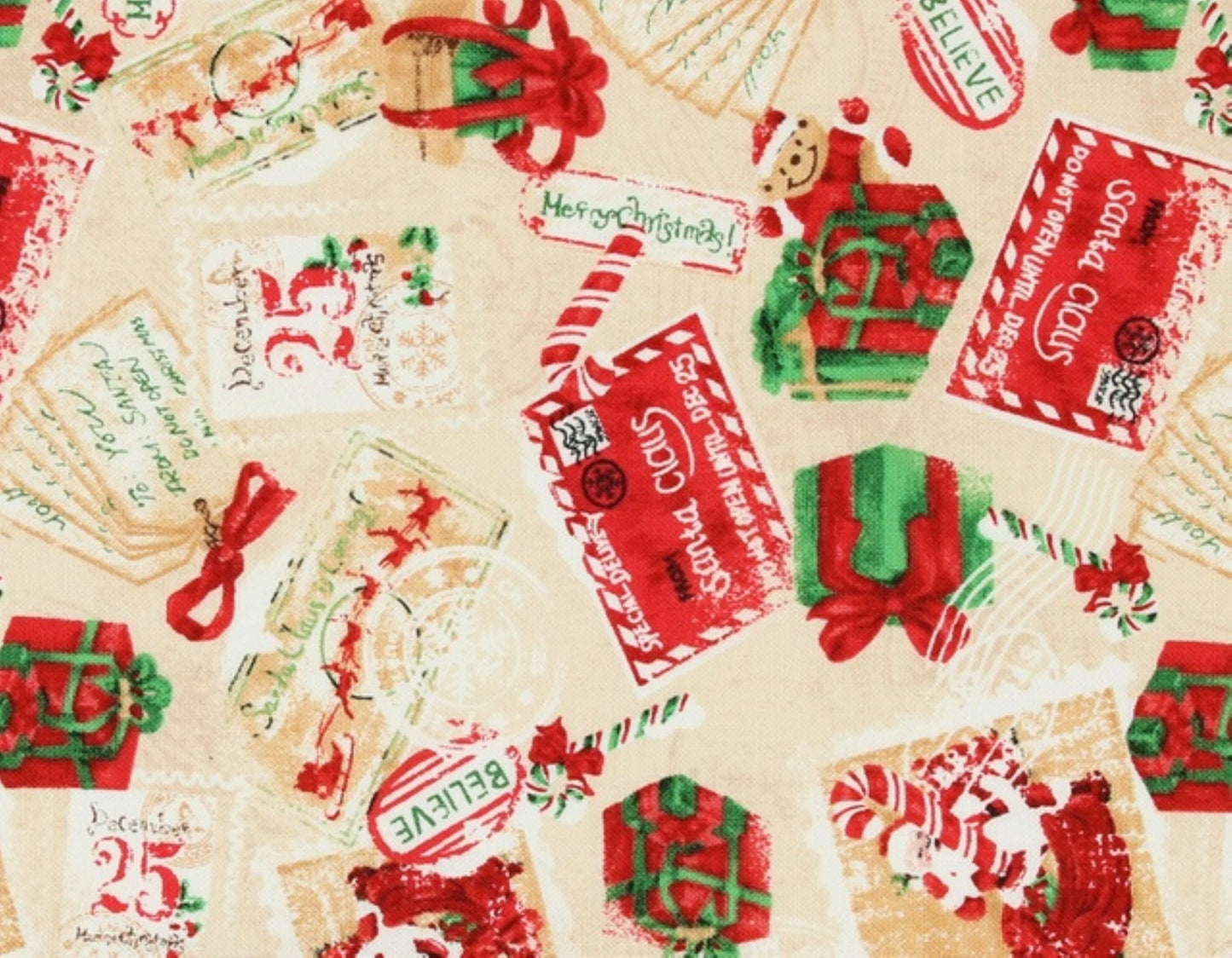 Christmas Gift Tags Cotton Fabric.