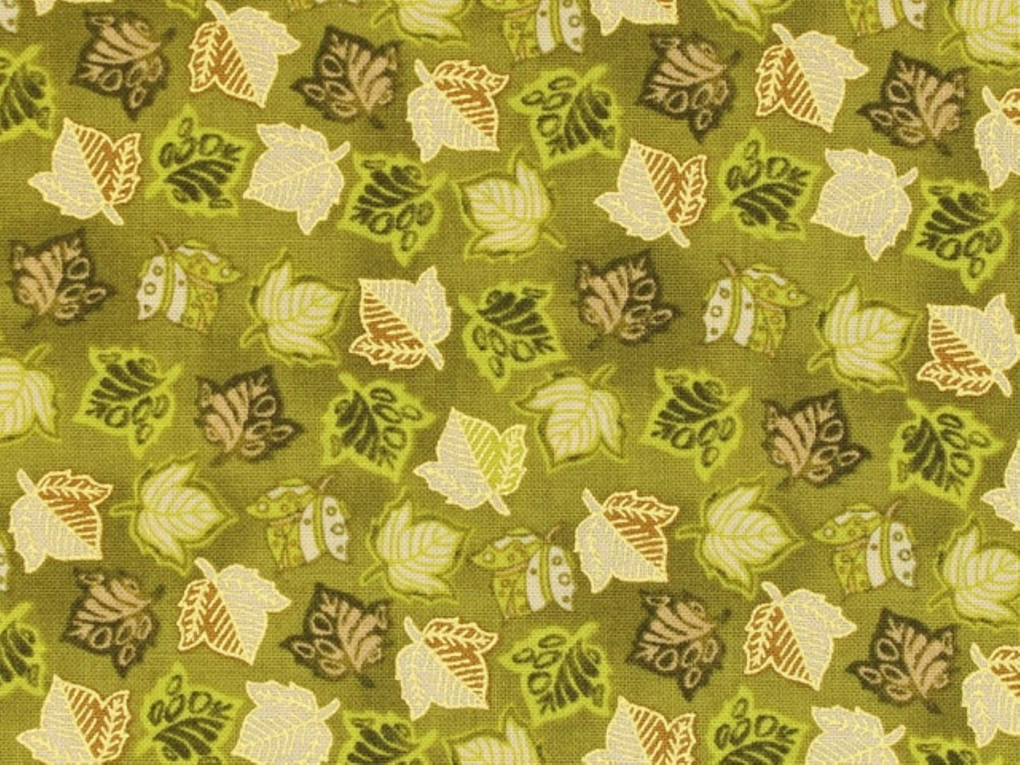 Golden Harvest Olive Leaves Metallic Cotton Fabric