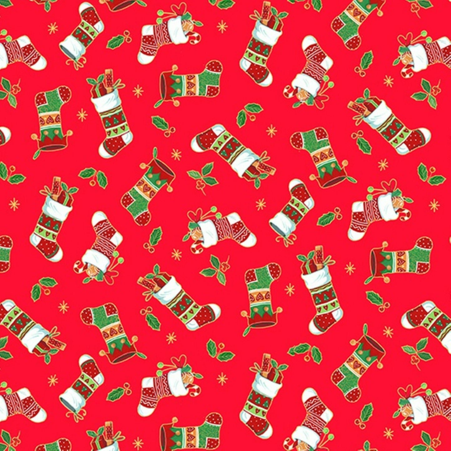 Merry Christmas Stockings Cotton Fabric