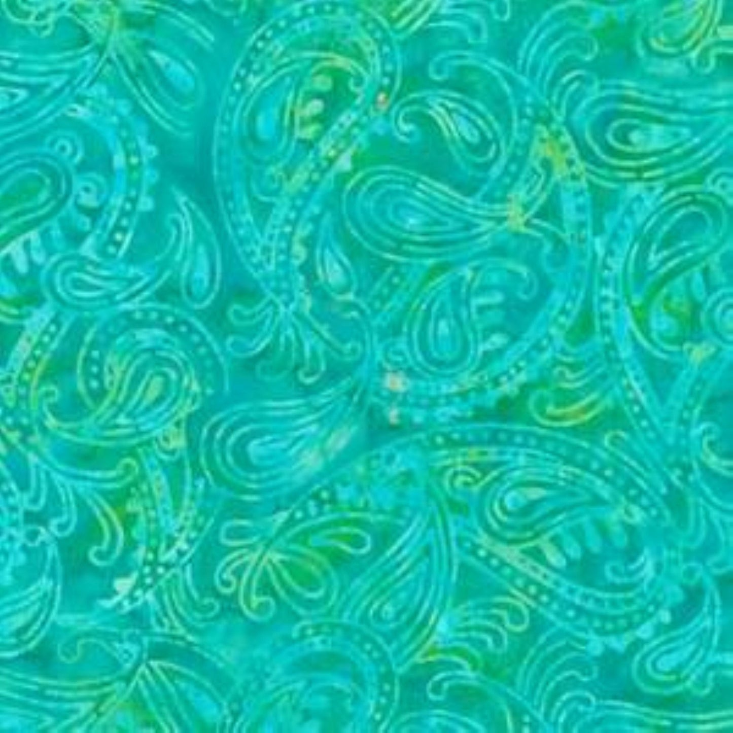 Aqua Paisley Cotton Batik Fabric