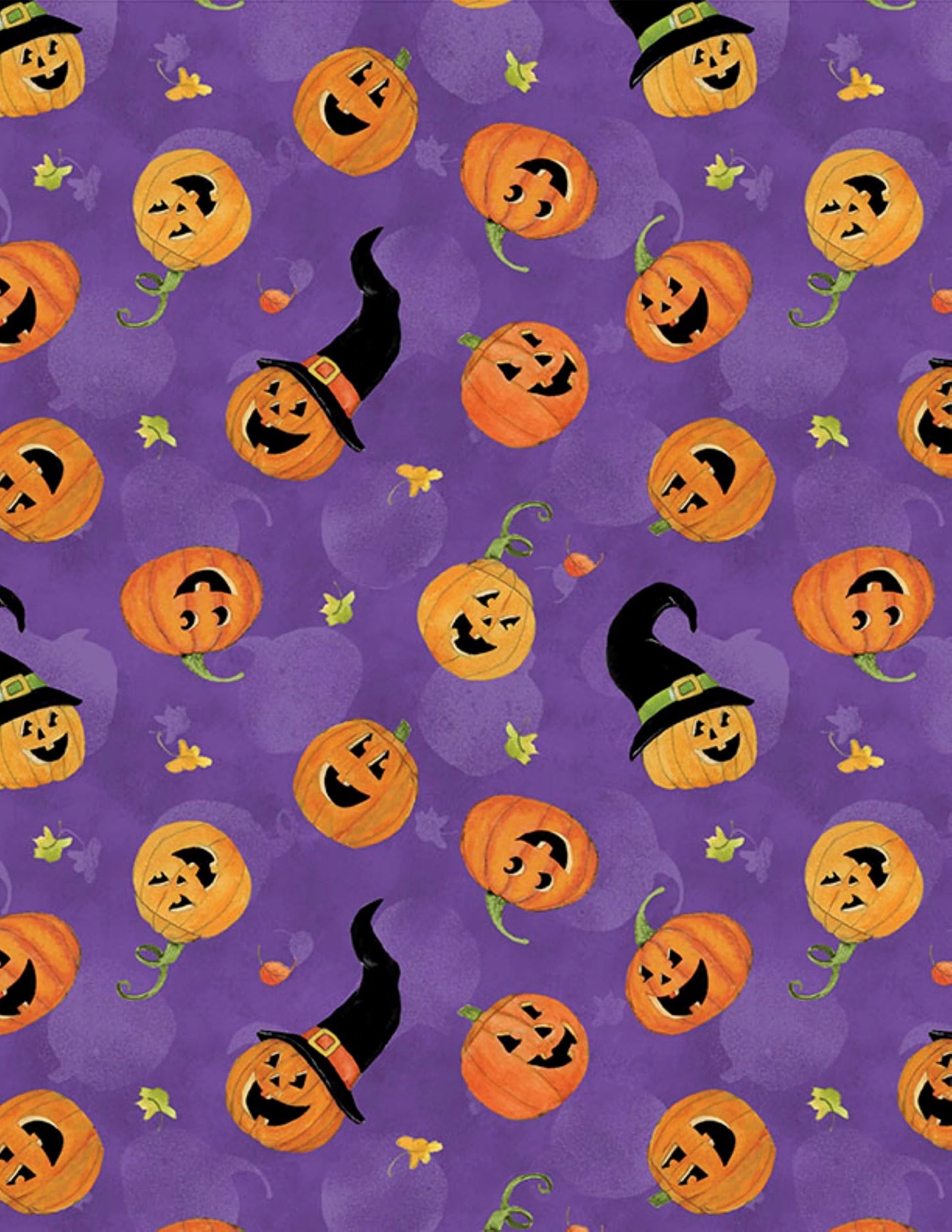 Boo Crew Purple Jack-O-Lantern Cotton Fabric