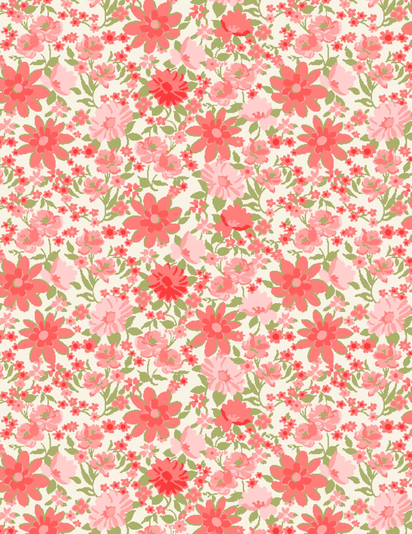 Sentiments Packed Floral Cream Cotton Quilt Fabric
