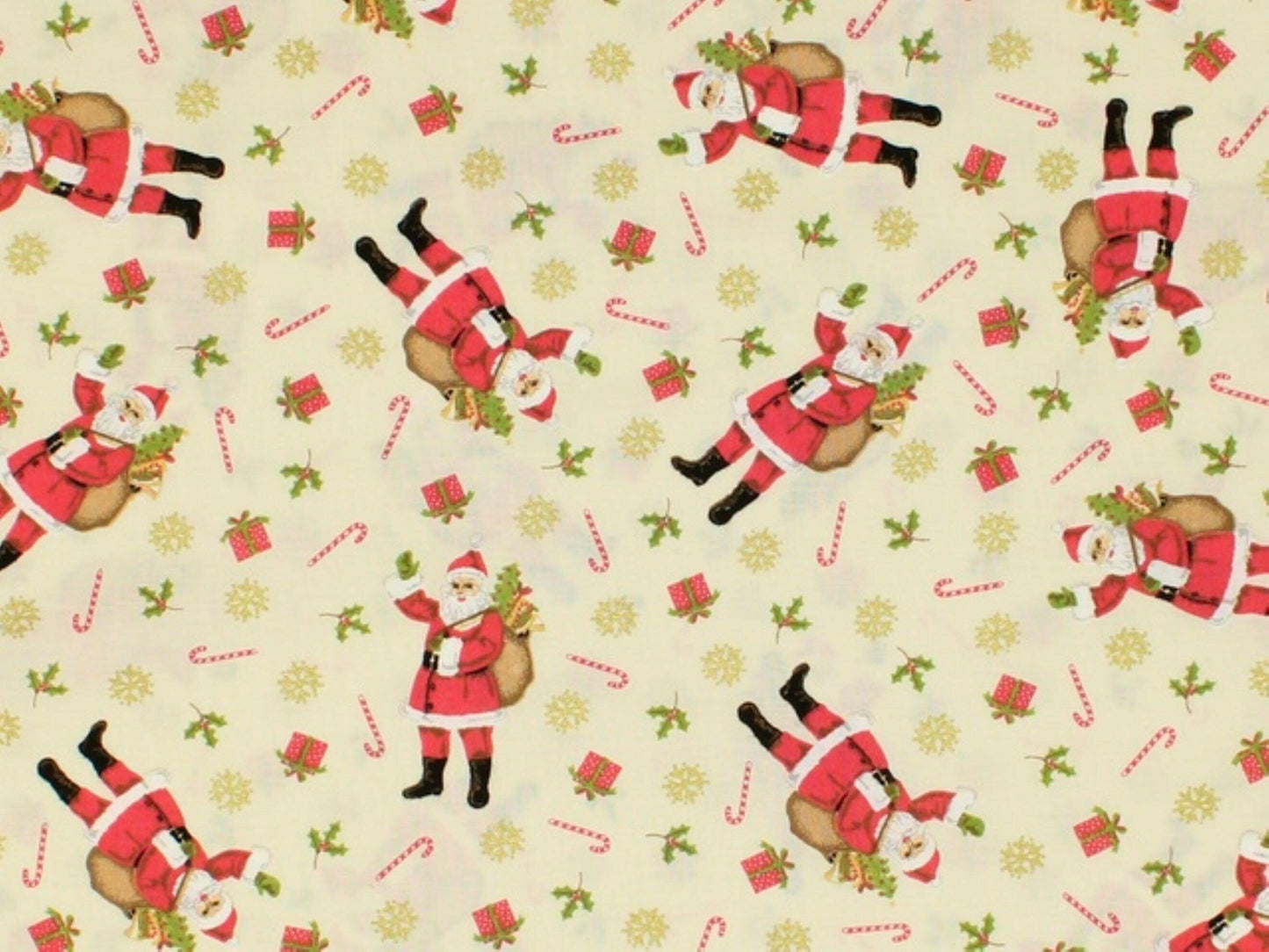 Merry Christmas Metallic Santa Cotton Fabric.