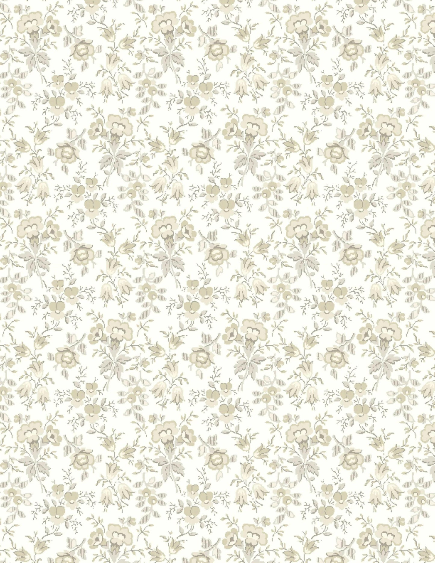 Blushing Blooms Taupe Floral Tonal Cotton Quilt Fabric.