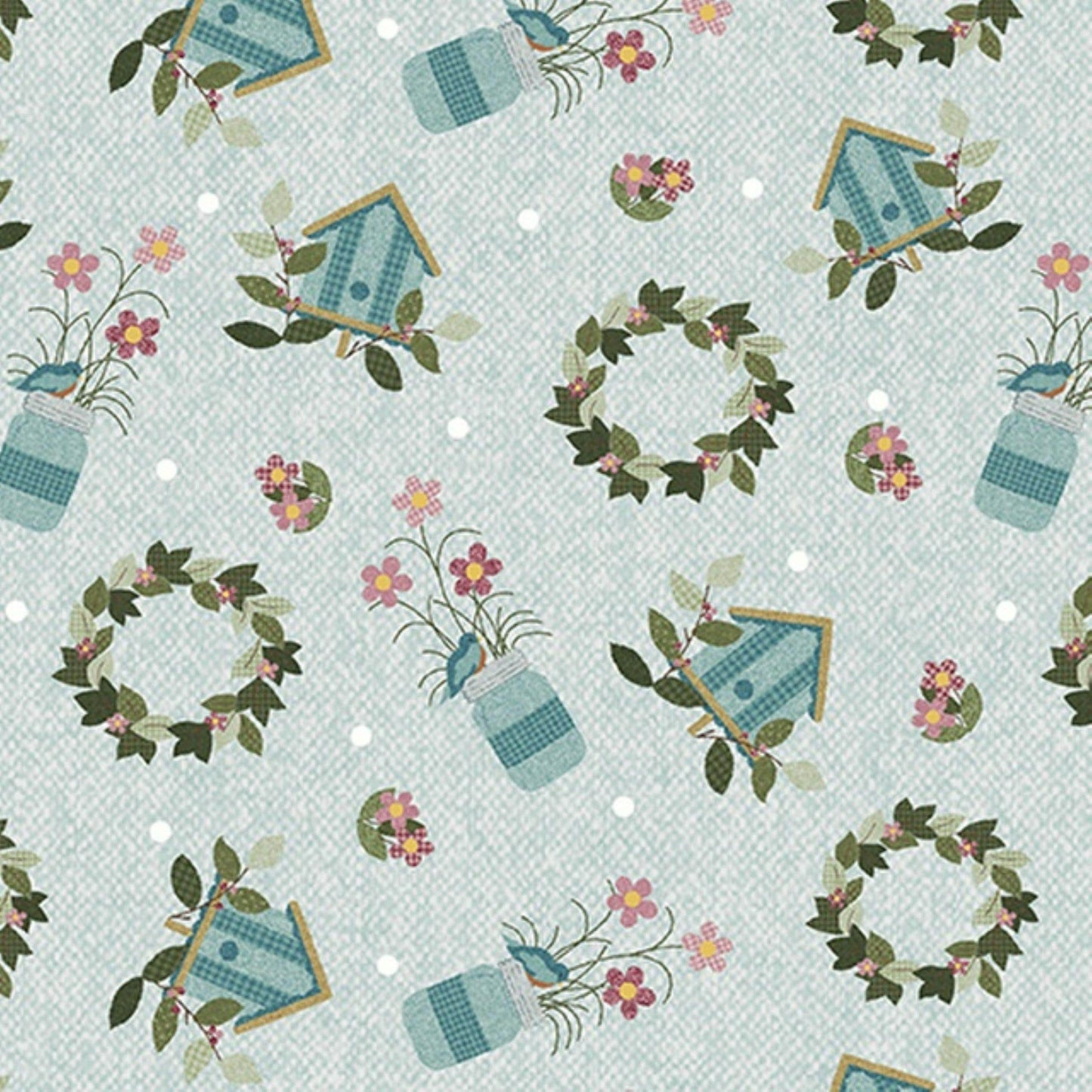 A Wooly Garden Garden Toss Fabric by Cheryl Haynes for Benartex
