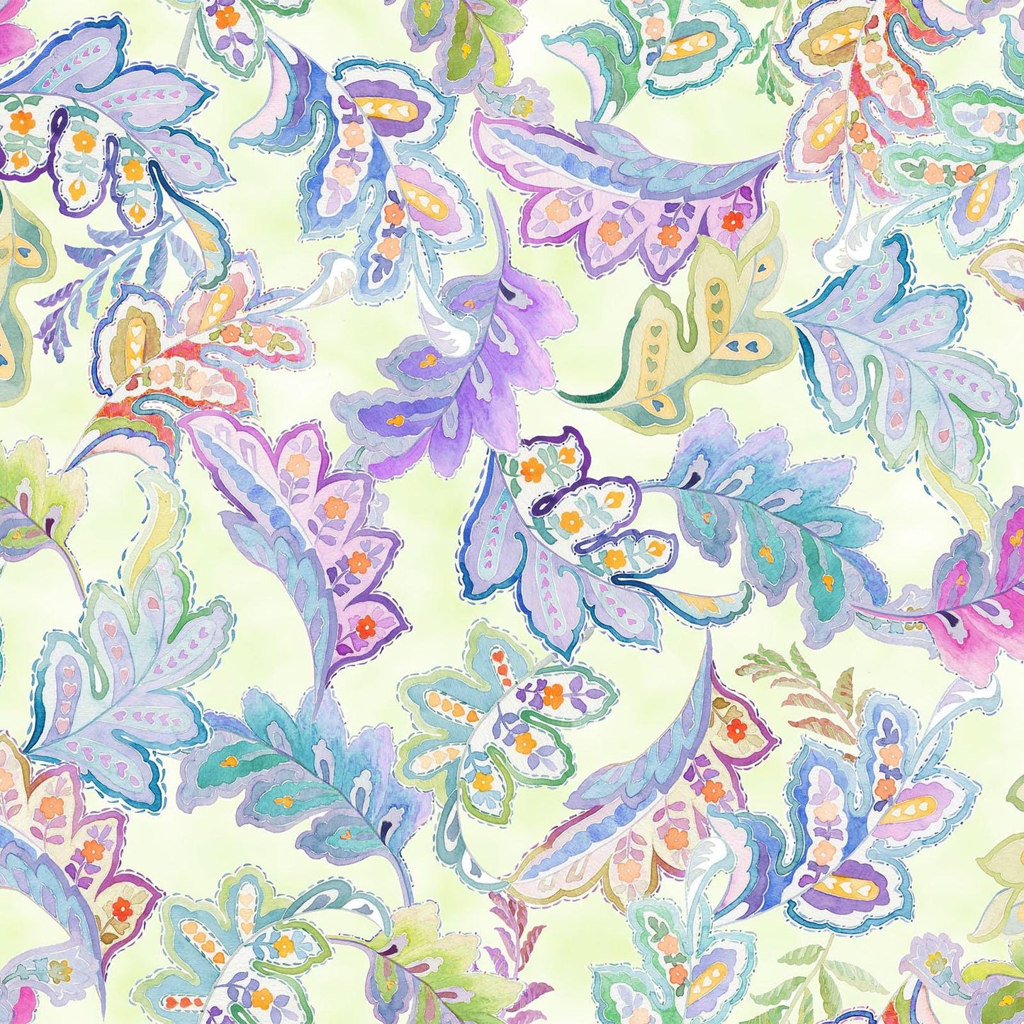 Daydreams Collection by In The Beginning Fabrics | Multicolor Leaves Cotton Fabric