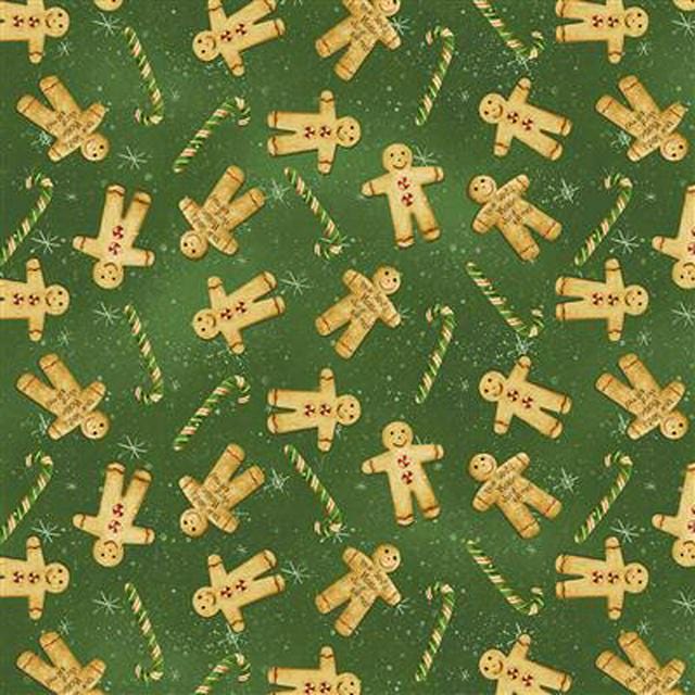 Gingerbread Christmas Fabric by Clothworks Holiday Quilting Cotton with Cookies