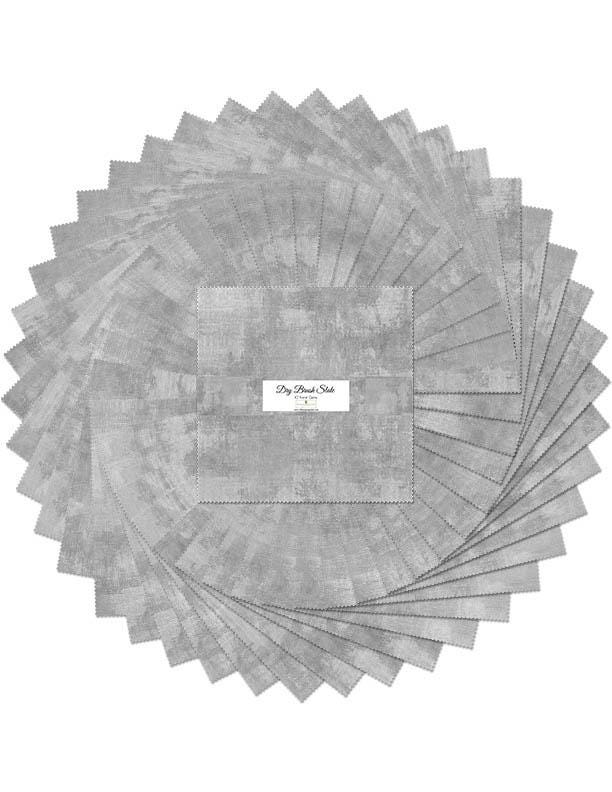 Dry Brush Slate Fabric Squares: 10" Cotton Layer Cake (42 pcs) by Wilmington Prints