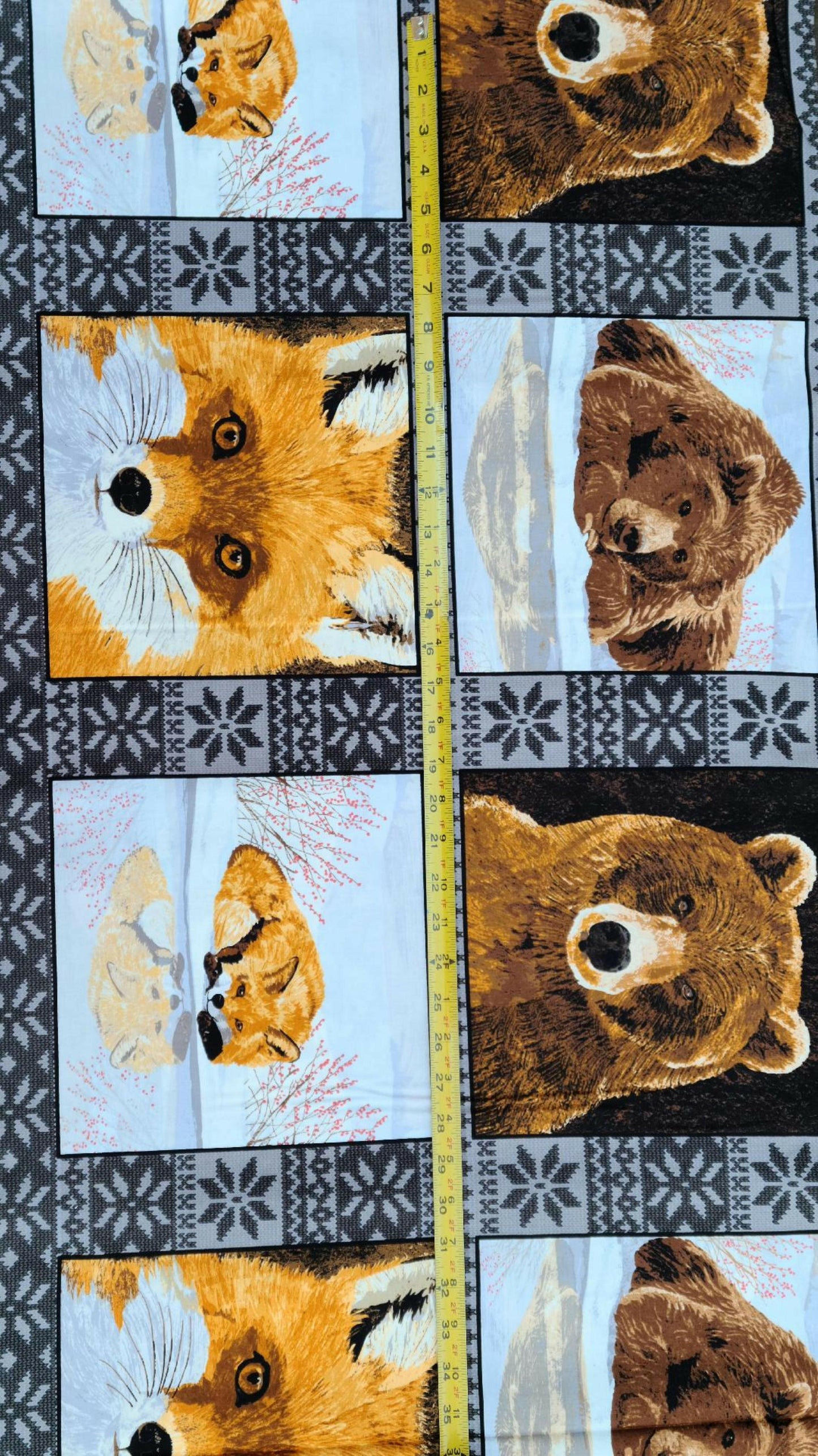 Reflections Wildlife Animal Cotton Fabric Panel.