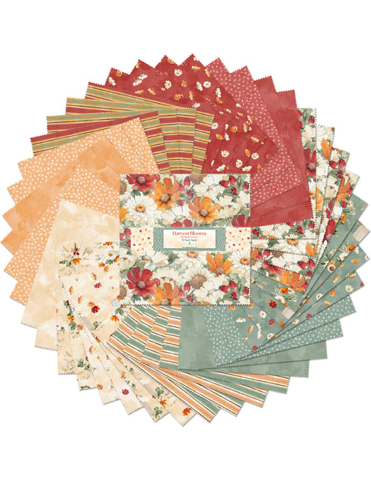 Harvest Blooms – 10" Autumn Floral Precut Cotton Squares | Beth Grove for Wilmington Prints (42 pcs)