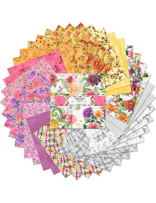 Dahlia Botanica 10” Precut Fabric Pack | Nancy Mink | 42-Piece Set