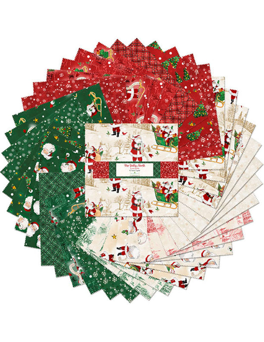 Wilmington Prints The Jolly North Layer Cake | 42 Precut 10 Inch Christmas Quilting Cotton Squares
