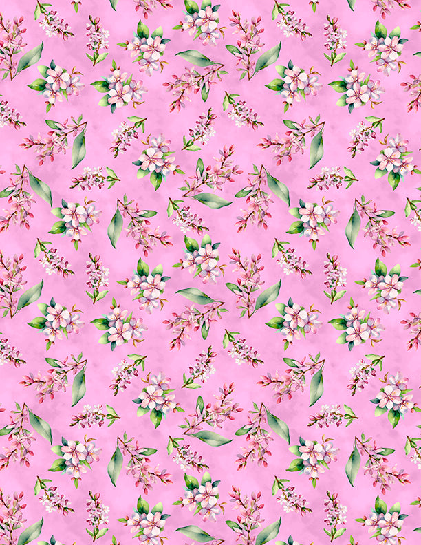 Dahlia Botanica Purple Floral Fabric by Wilmington Prints – Delicate Flower Sprigs, Quilting Cotton,