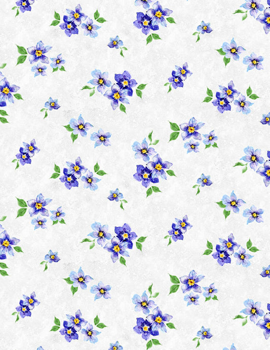 Pansy Toss Fabric by Wilmington Prints – Floral Flutter Purple Pansy Quilting Cotton Yardage