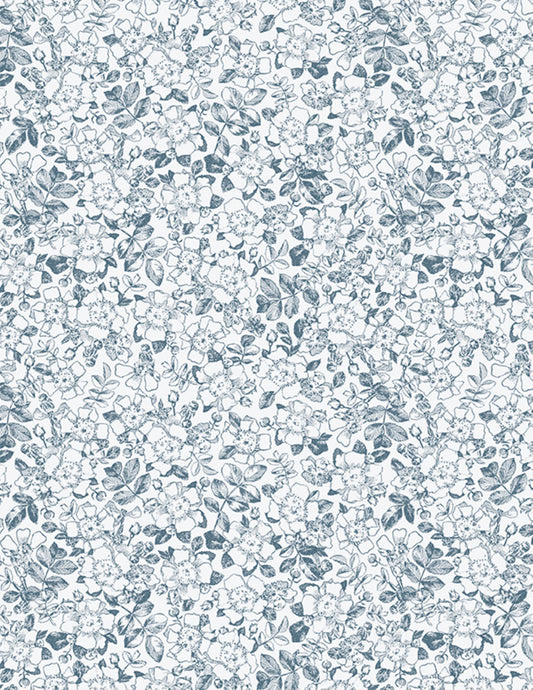 Floral Toile Blue Fabric – Garden Grace Collection by Wilmington Prints