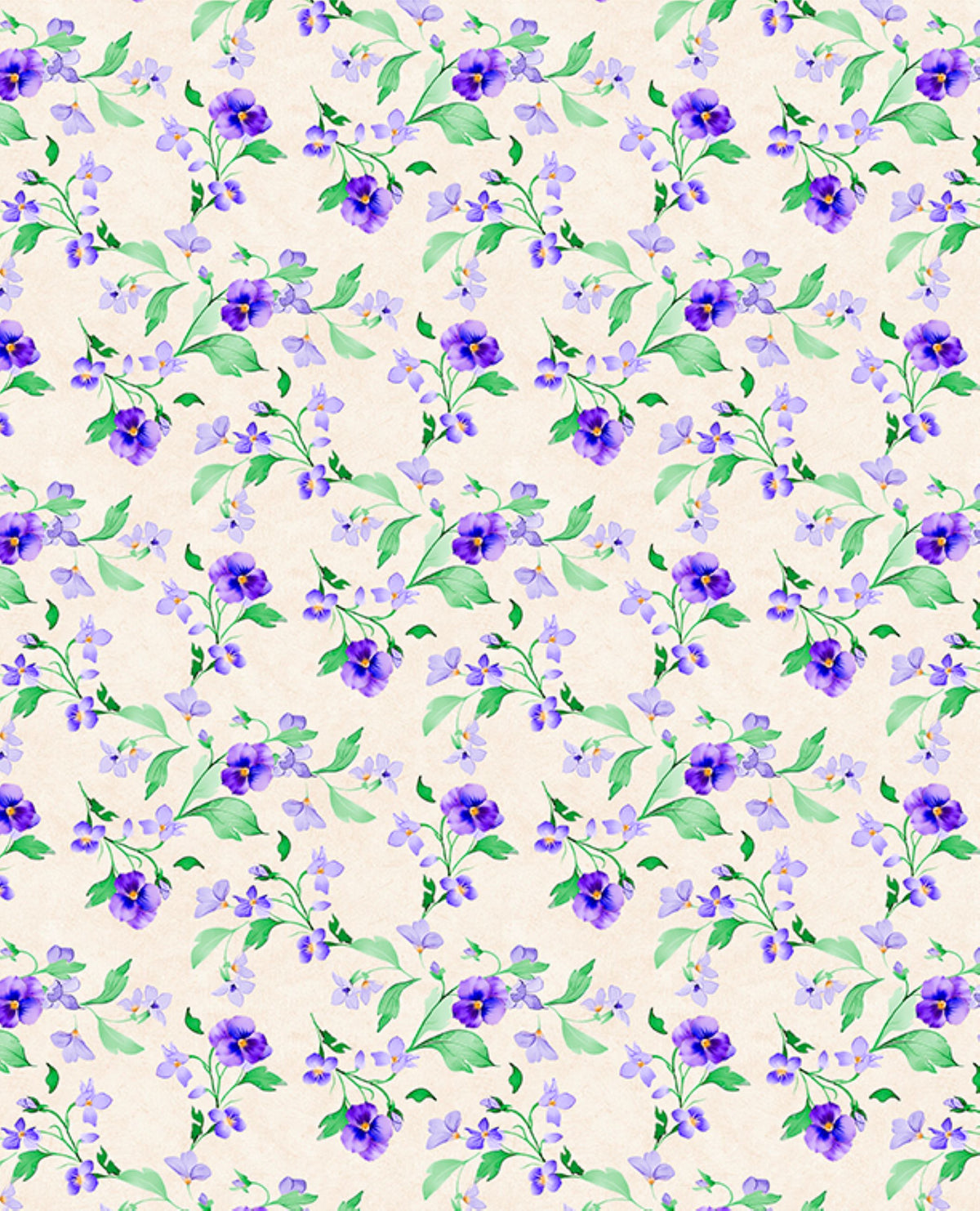 Pansy Fields Trailing Florals Cream Fabric | Wilmington Prints