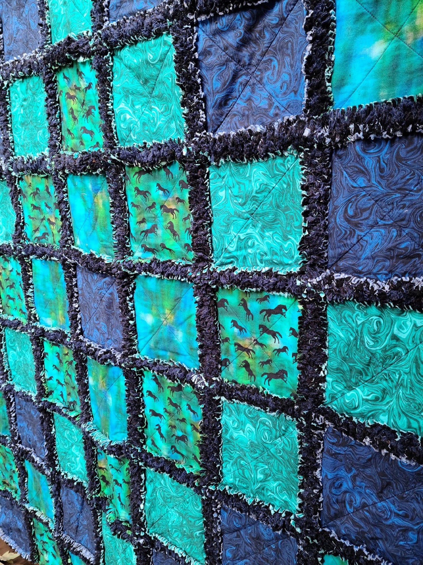 Handcrafted Southwestern Rag Quilt Throw-One Of A Kind