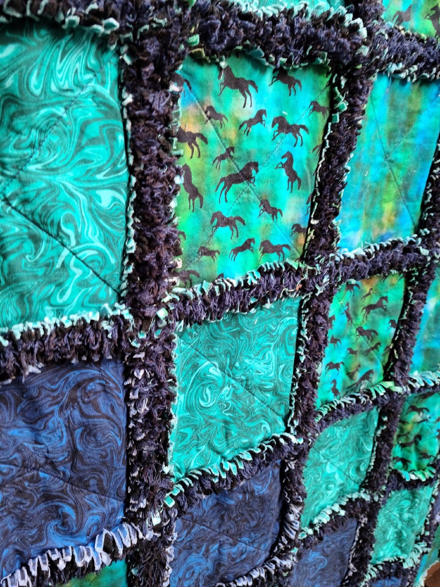 Handcrafted Southwestern Rag Quilt Throw-One Of A Kind