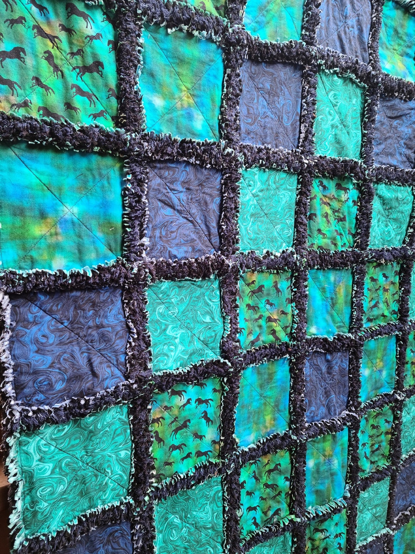 Handcrafted Southwestern Rag Quilt Throw-One Of A Kind