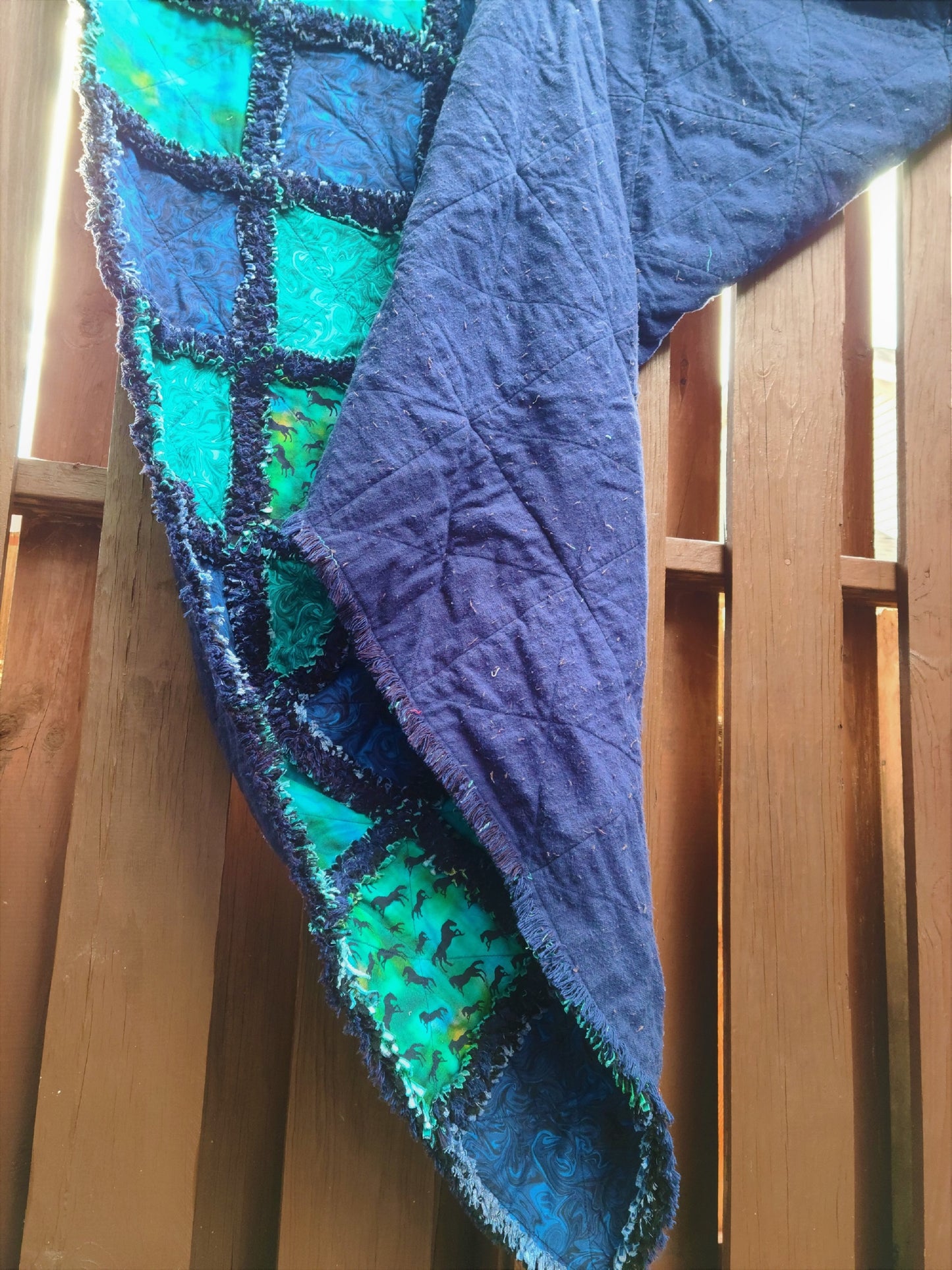 Handcrafted Southwestern Rag Quilt Throw-One Of A Kind
