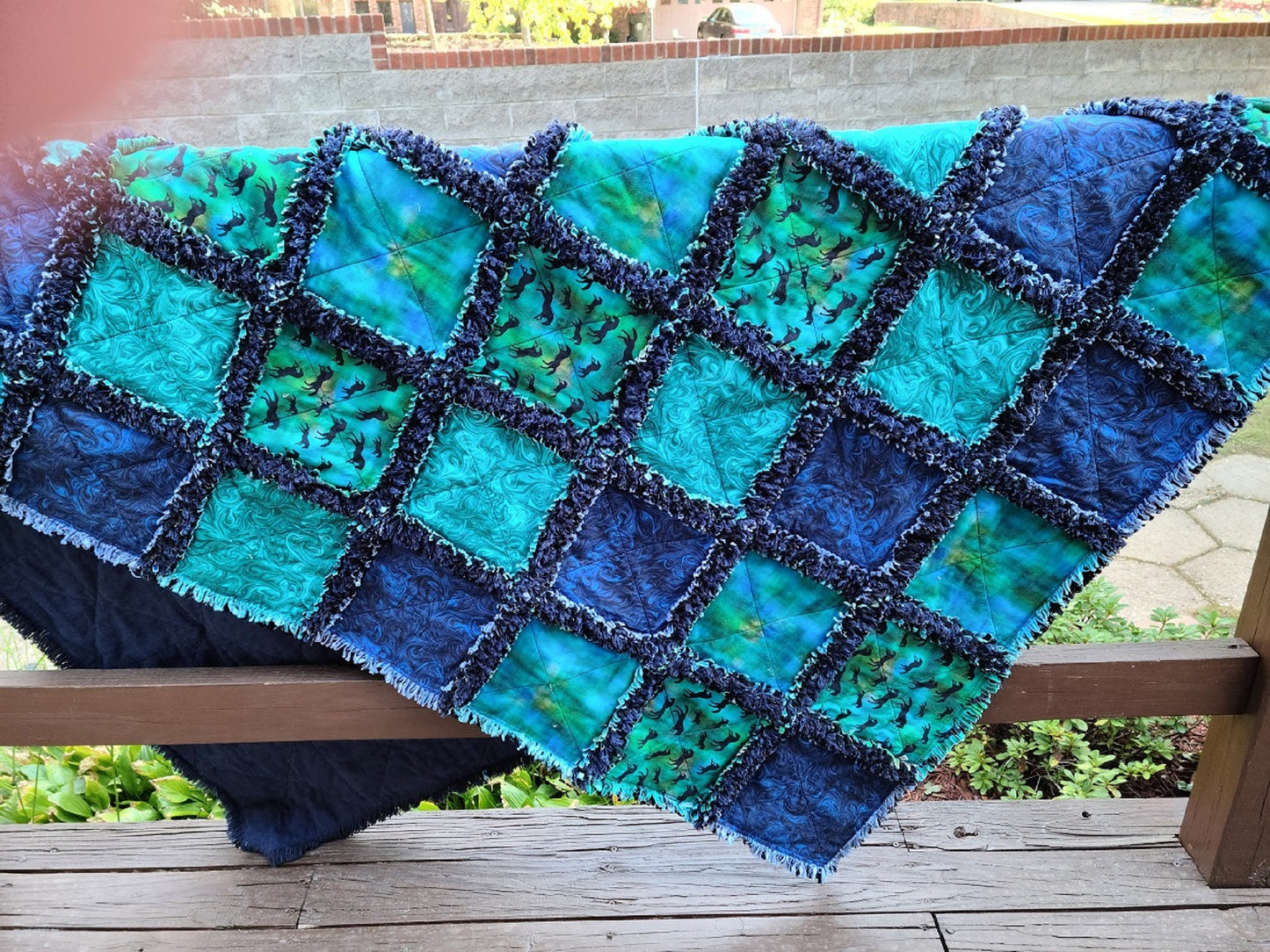 Handcrafted Southwestern Rag Quilt Throw-One Of A Kind