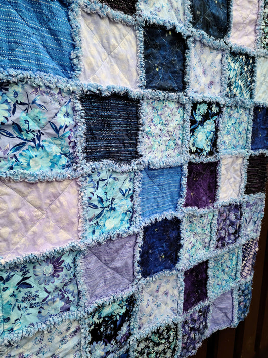 Shimmering Twilight Rag Quilt Throw.