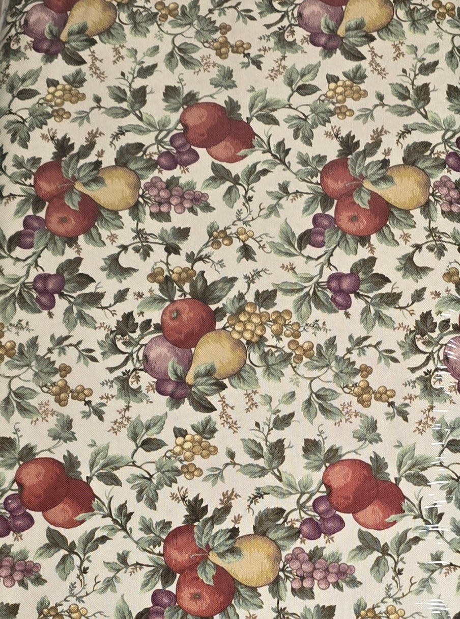 Garden Harvest Cotton Fabric - Apples, Pears & Grapes on Cream
