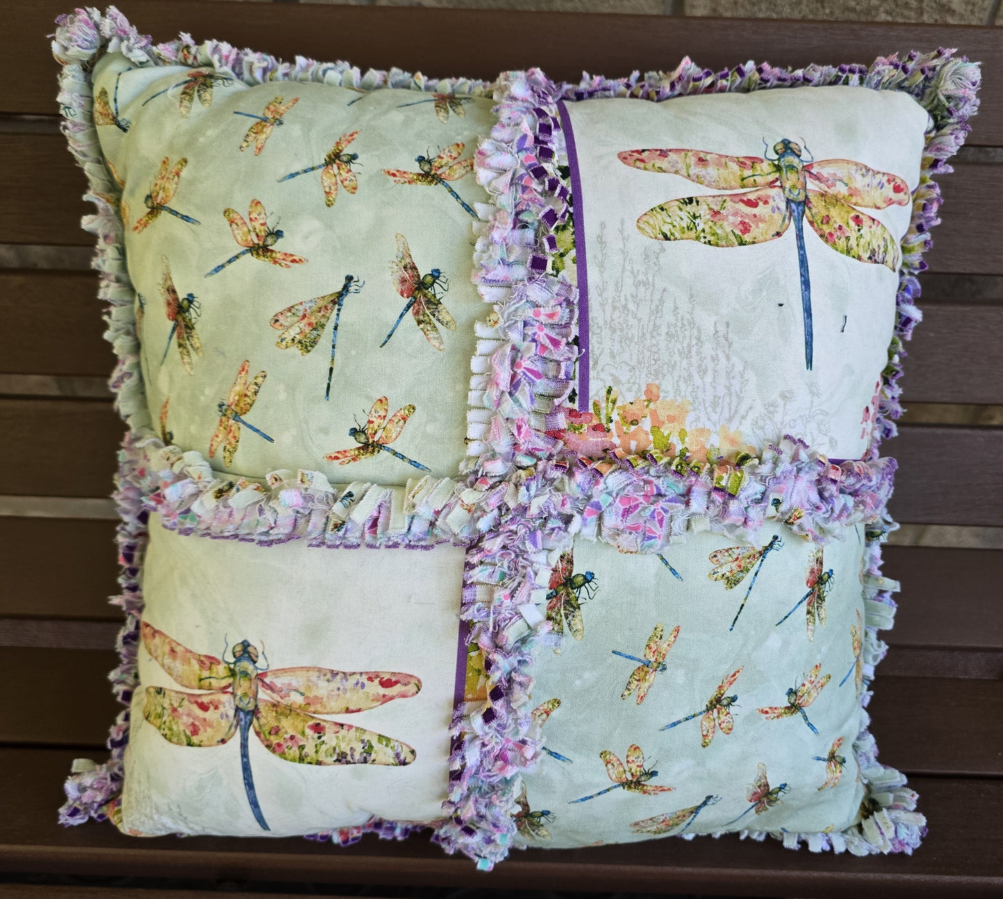 Handcrafted Dragonfly Pillow with Washable Poly-Down Insert | USA Made