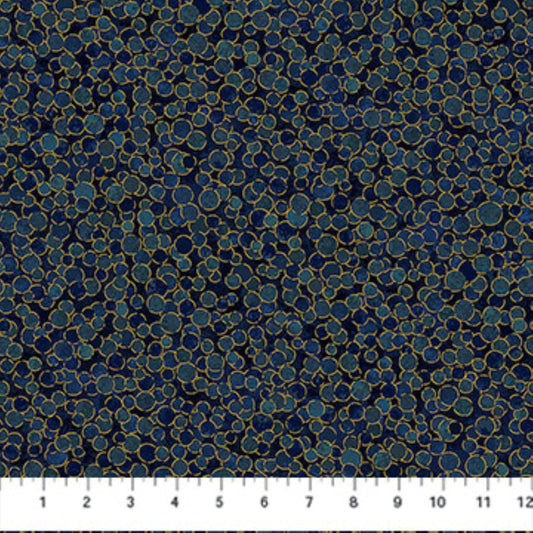 Northcott Shimmer Dusk Metallic Fabric | Navy Blue & Gold Quilting Cotton by the Yard