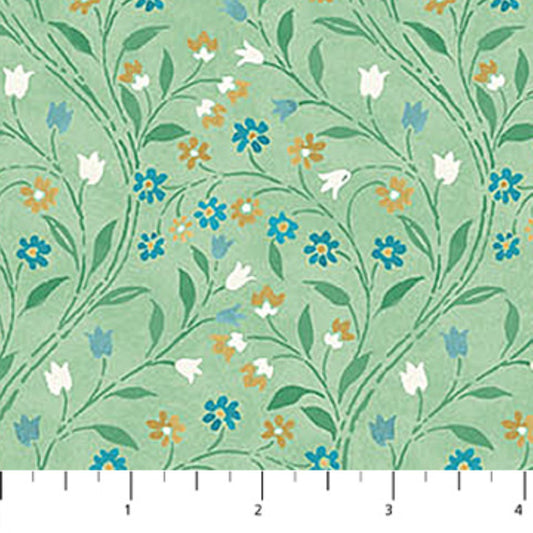 Mini Trail Green Floral Quilting Cotton by Northcott | Mariposa Collection