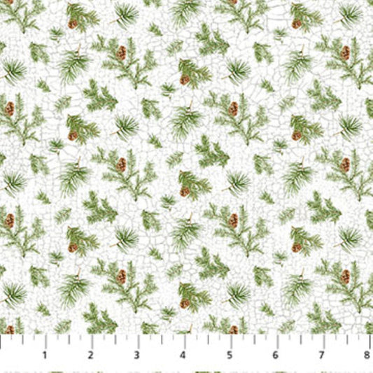 Northcott Winter Woodland Pine Boughs Fabric by the Yard | Evergreen Pine Cone Quilting Cotton
