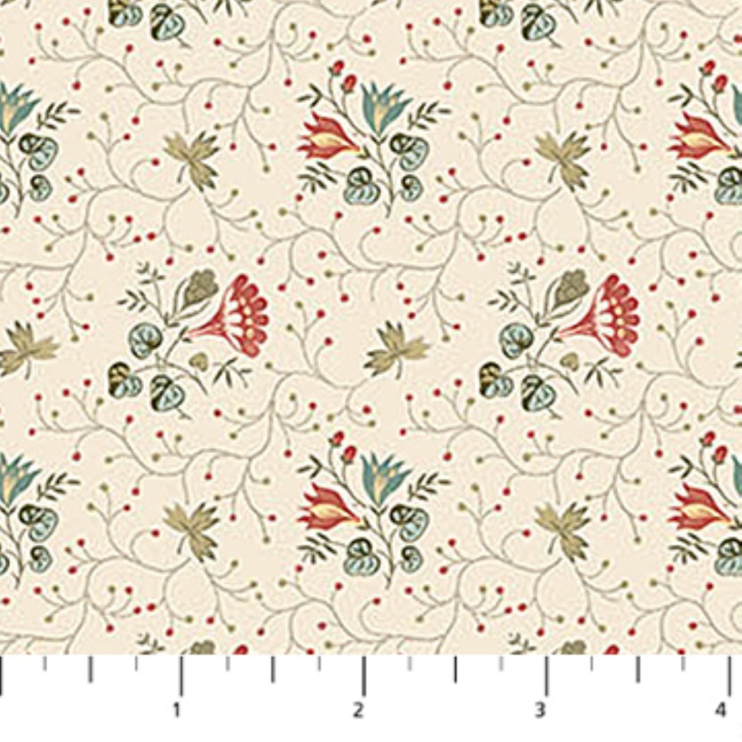 Calico Cream Floral by Northcott –Calico Cotton Fabric, Manor Antiques Collection, Yardage