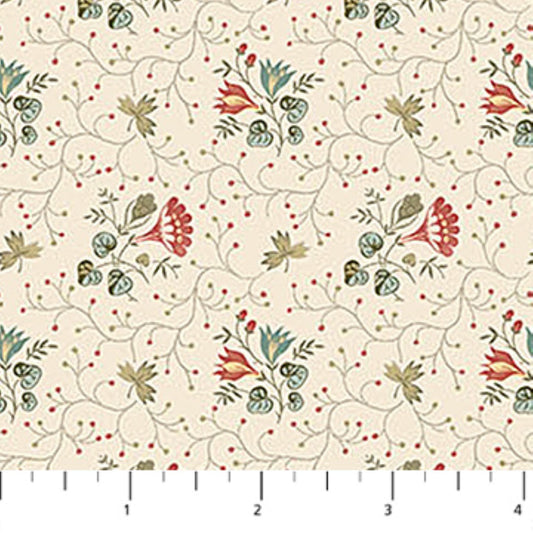 Calico Cream Floral by Northcott –Calico Cotton Fabric, Manor Antiques Collection, Yardage