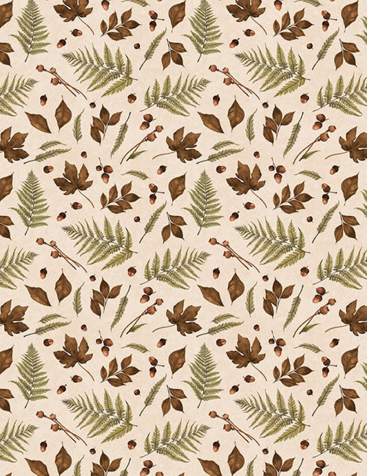 Oh My Gourd Fall Cotton Fabric – Autumn Leaves & Acorns Print | Wilmington Prints 44” Wide