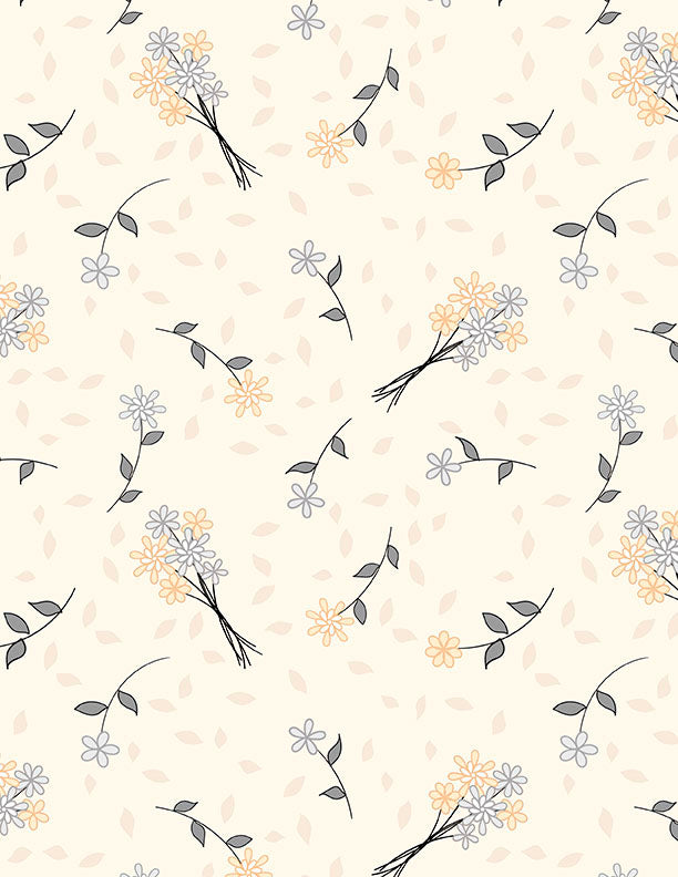 Cottage Reverie Floral Cotton Fabric – Soft Neutral Flower Print | Wilmington Prints 44” Wide