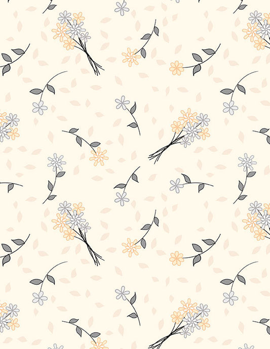 Cottage Reverie Floral Cotton Fabric – Soft Neutral Flower Print | Wilmington Prints 44” Wide
