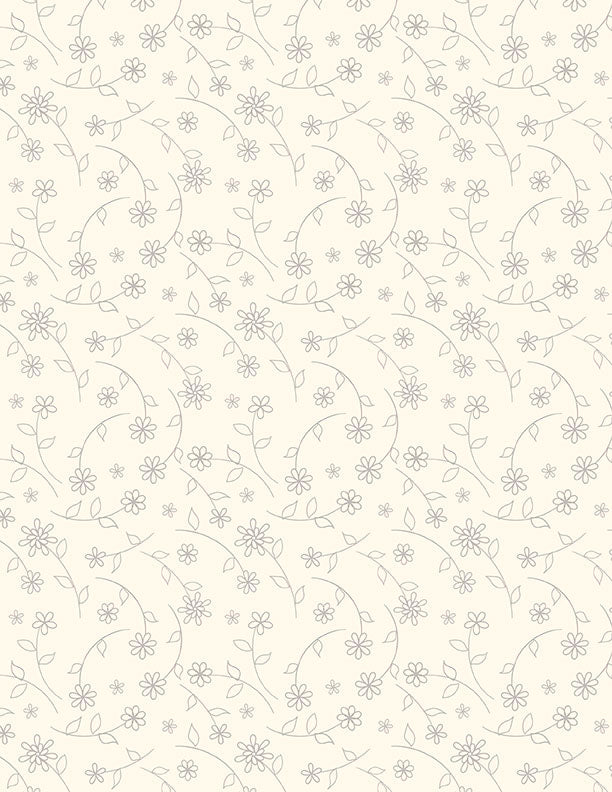 Cottage Reverie Neutral Floral Vine Cotton Fabric – Minimal Flower Print | Wilmington Prints 44” Wide