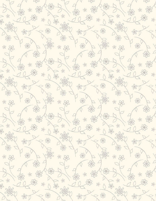 Cottage Reverie Neutral Floral Vine Cotton Fabric – Minimal Flower Print | Wilmington Prints 44” Wide