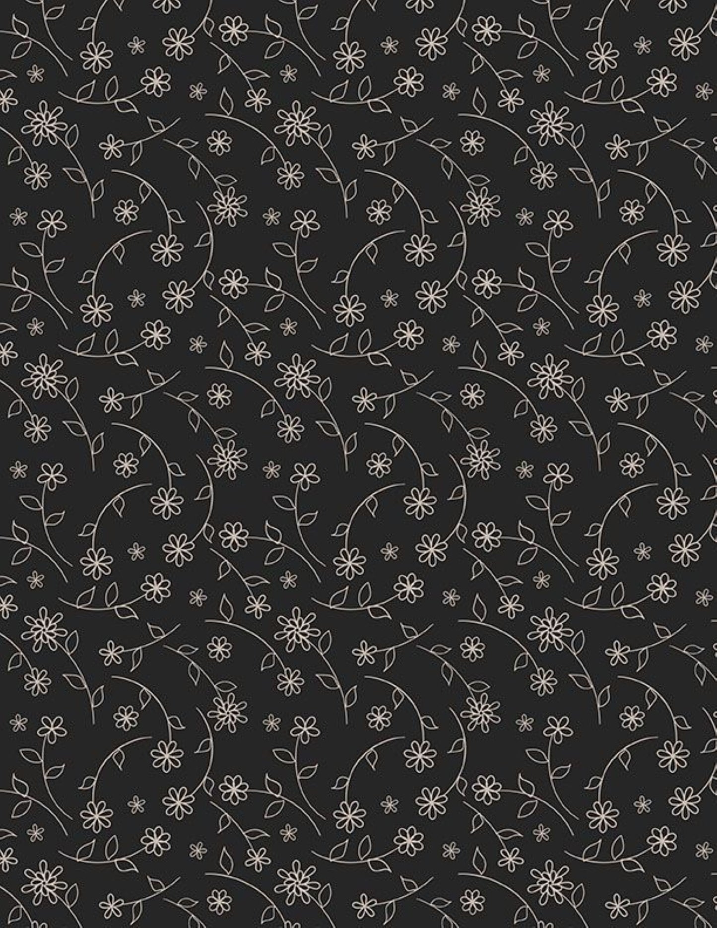 Small Floral Toss Black Fabric | Cottage Reverie by Wilmington Prints | Cotton Fabric by the Yard