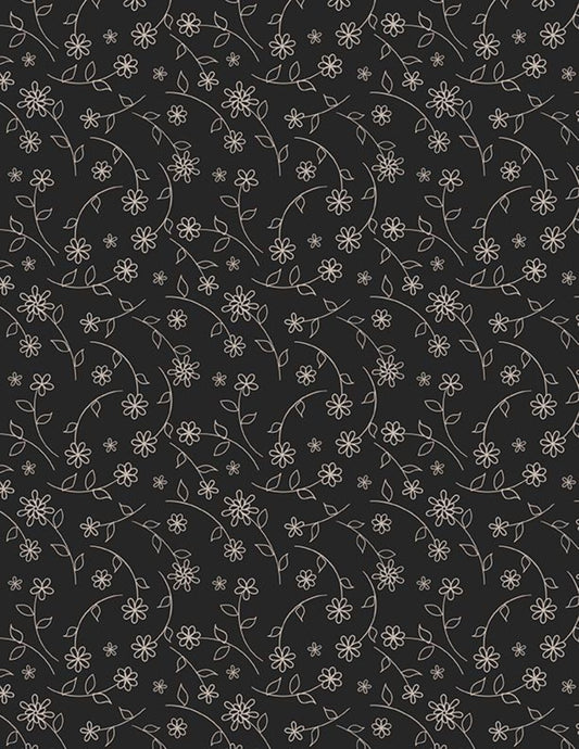Small Floral Toss Black Fabric | Cottage Reverie by Wilmington Prints | Cotton Fabric by the Yard