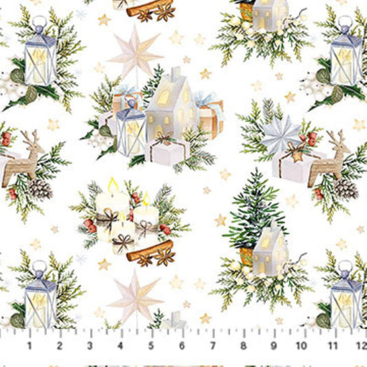 Northcott Snowbound White Christmas Fabric by the Yard | Holiday Cotton Quilting Fabric