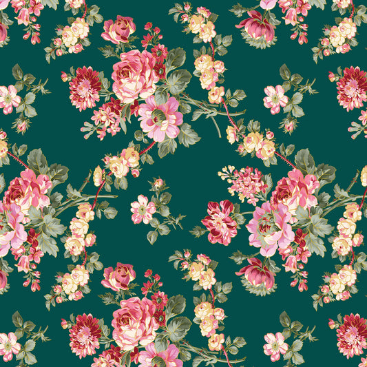 Promise Me by Pat Sloan – Rose-Inspired Floral Fabric Collection with Metallic & Pearlescent Accents – 100% Cotton