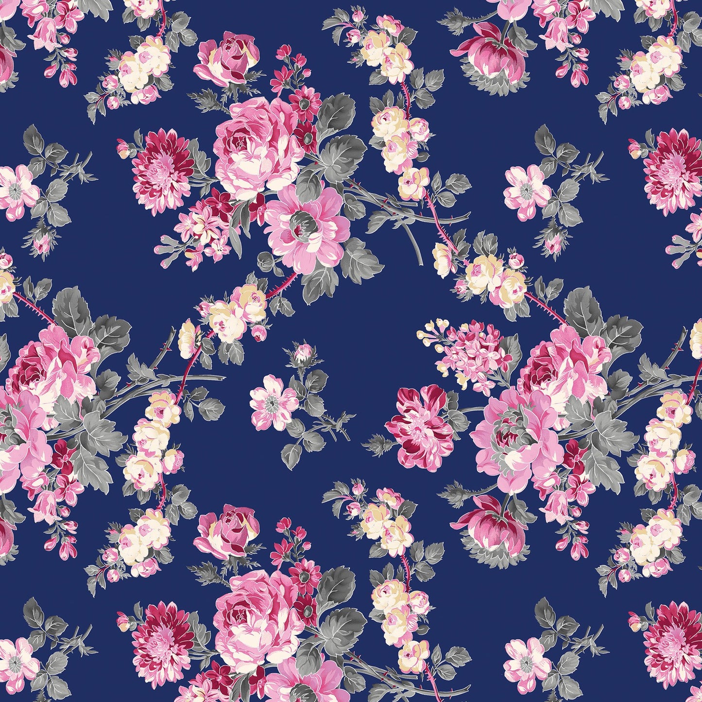 Promise Me by Pat Sloan – Rose-Inspired Floral Fabric Collection with Metallic & Pearlescent Accents – 100% Cotton