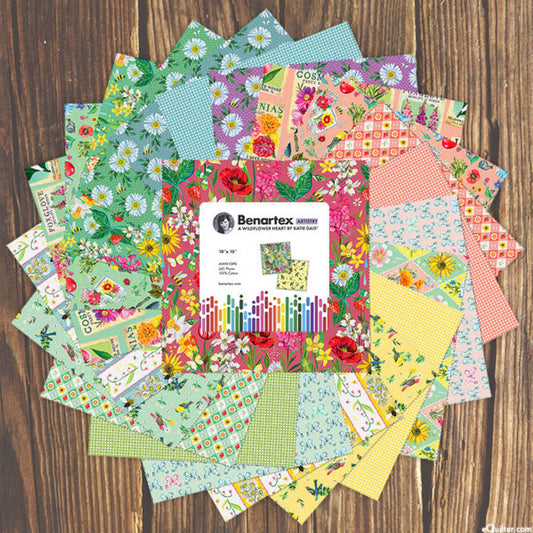 Benartex A Wildflower Heart 10 Inch Precut Cotton Fabric Squares – 42 Pieces
