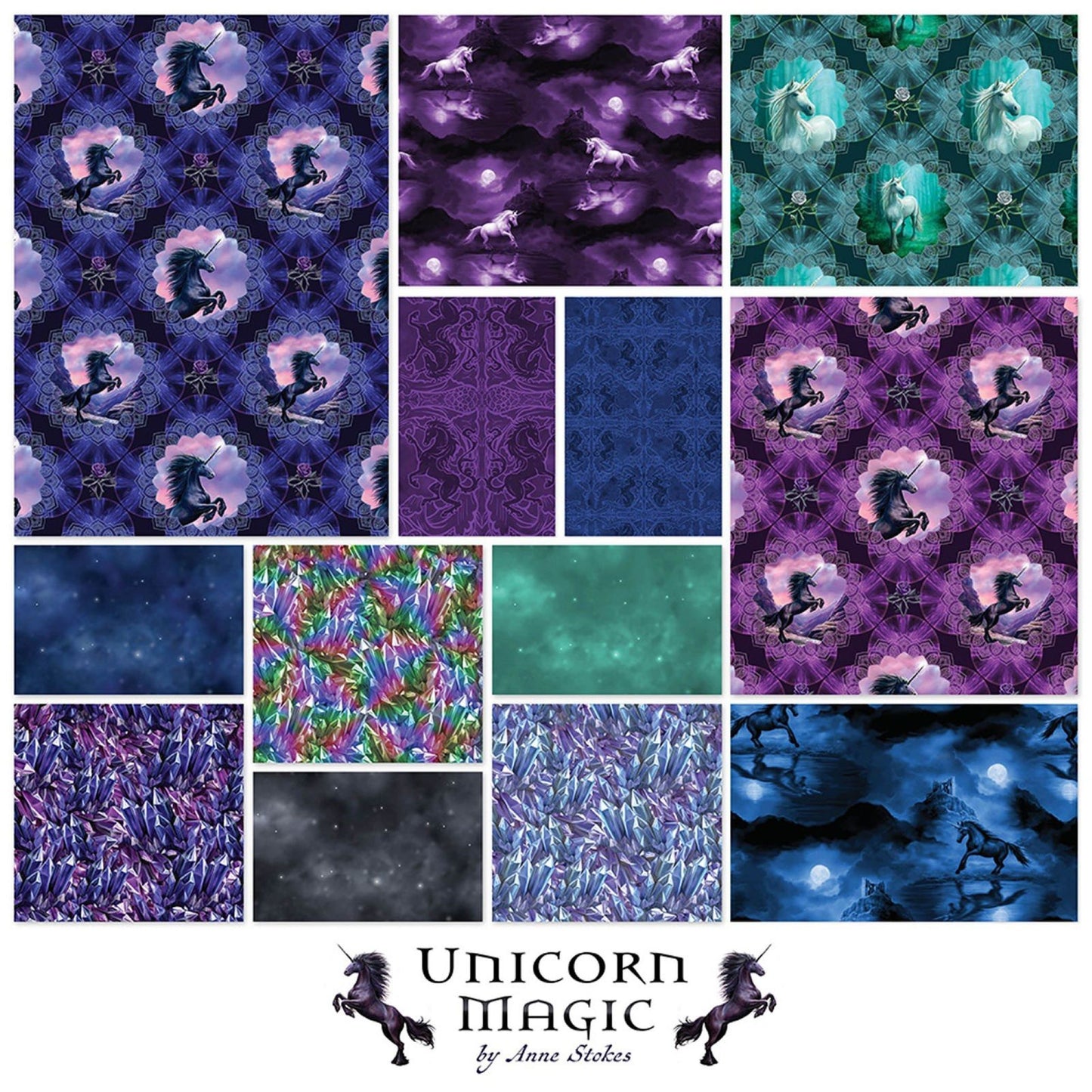 Unicorn Magic Charm Pack by Clothworks | 10” Precut Fabric Squares