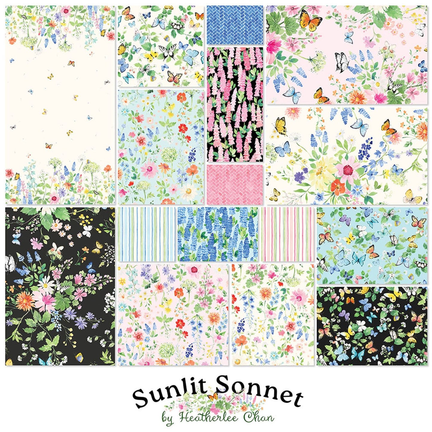 Clothworks Sunlit Sonnet Layer Cake | 42 Precut 10 Inch Cotton Fabric Squares