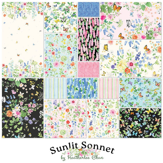 Clothworks Sunlit Sonnet Layer Cake | 42 Precut 10 Inch Cotton Fabric Squares
